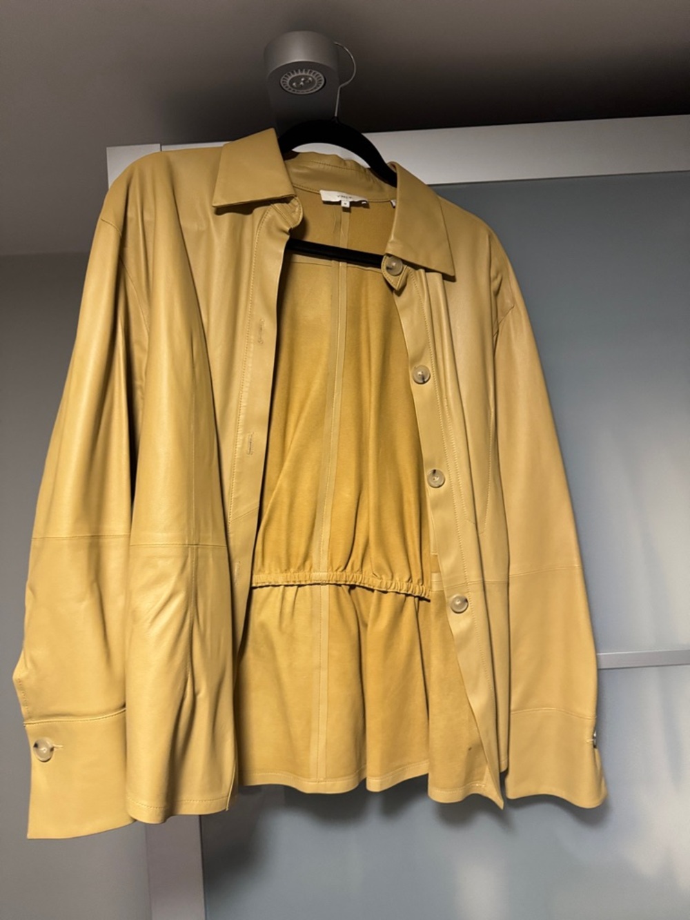 Vince Mustard Yellow Leather Button-Front Jacket